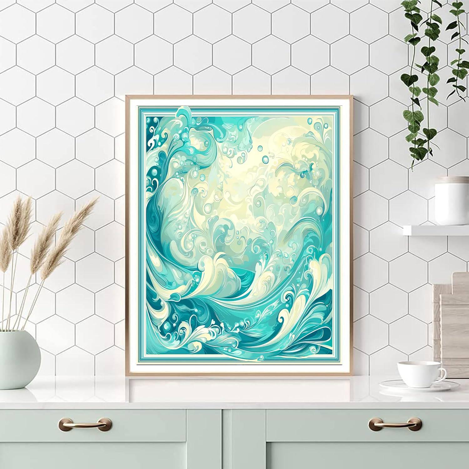 Alphonse Mucha Inspired Aqua Aura  DIY Paint By Numbers