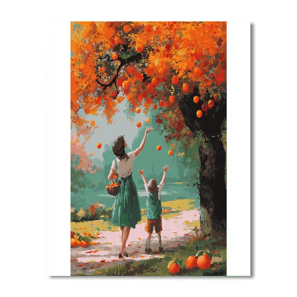 Playing In The Autumn Leaves Painting Number Kit