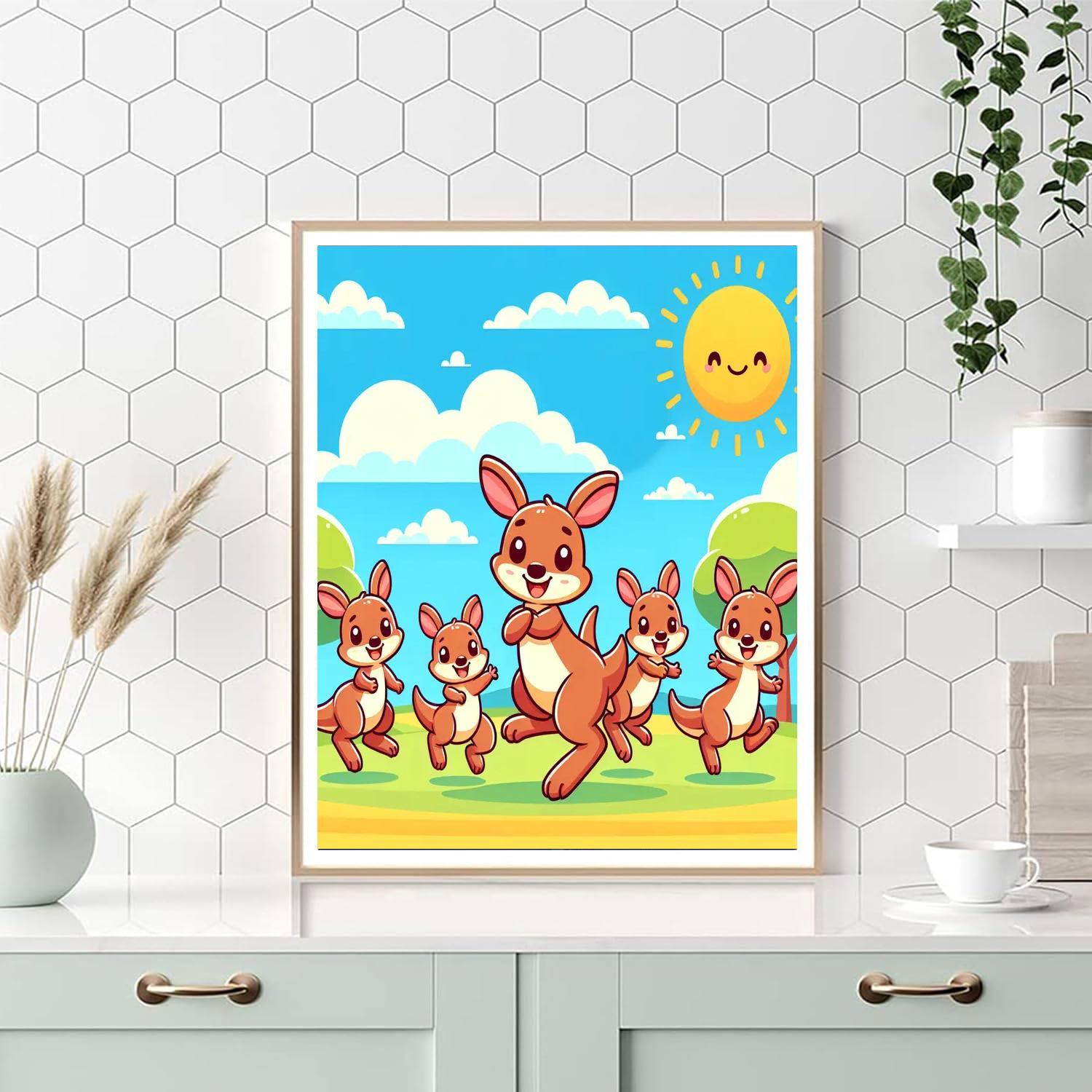 Joyful Kangaroo Family Paint By Number
