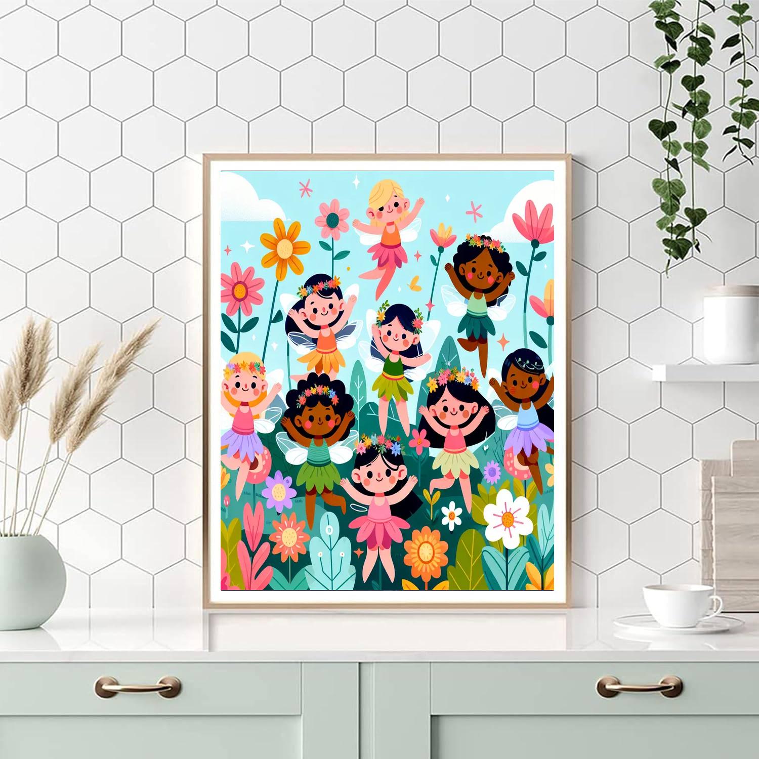 Frolicking Fairies In The Garden Paint By Numbers Art