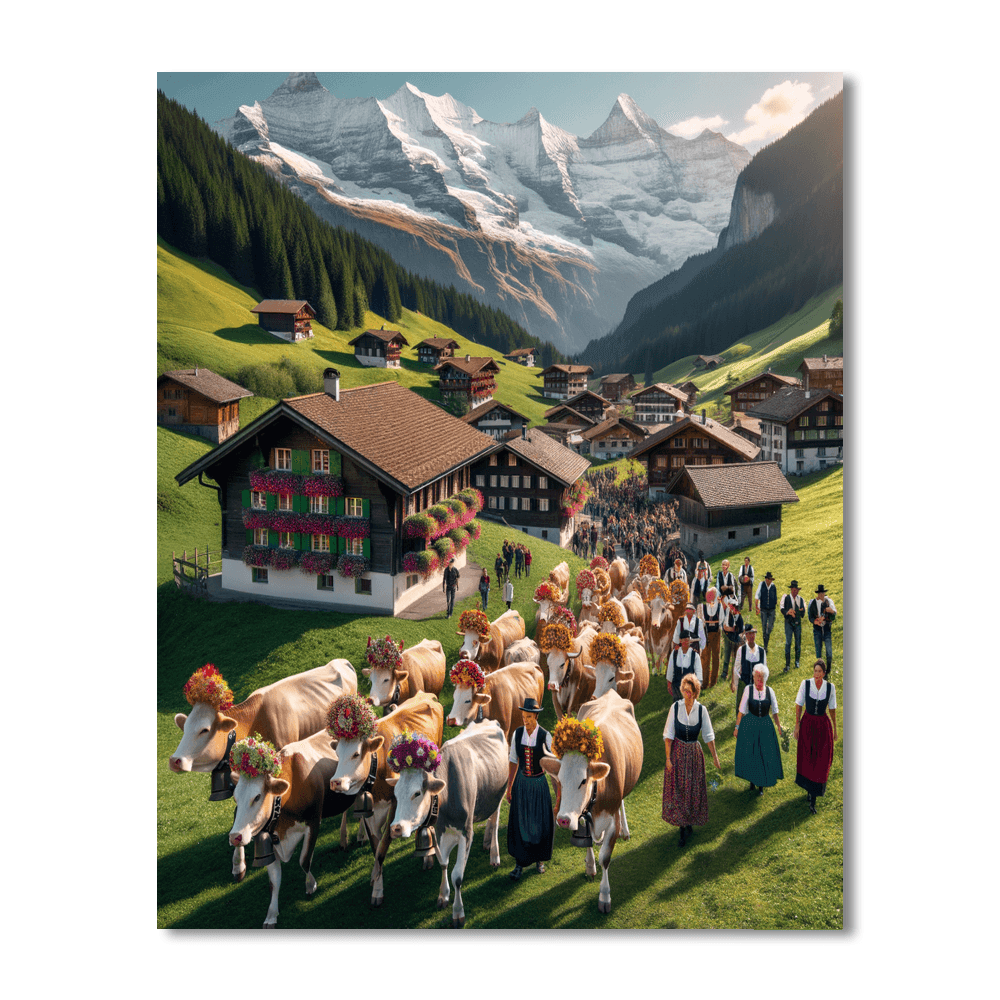 Alpabzug - Switzerland Painting By Numbers Kit
