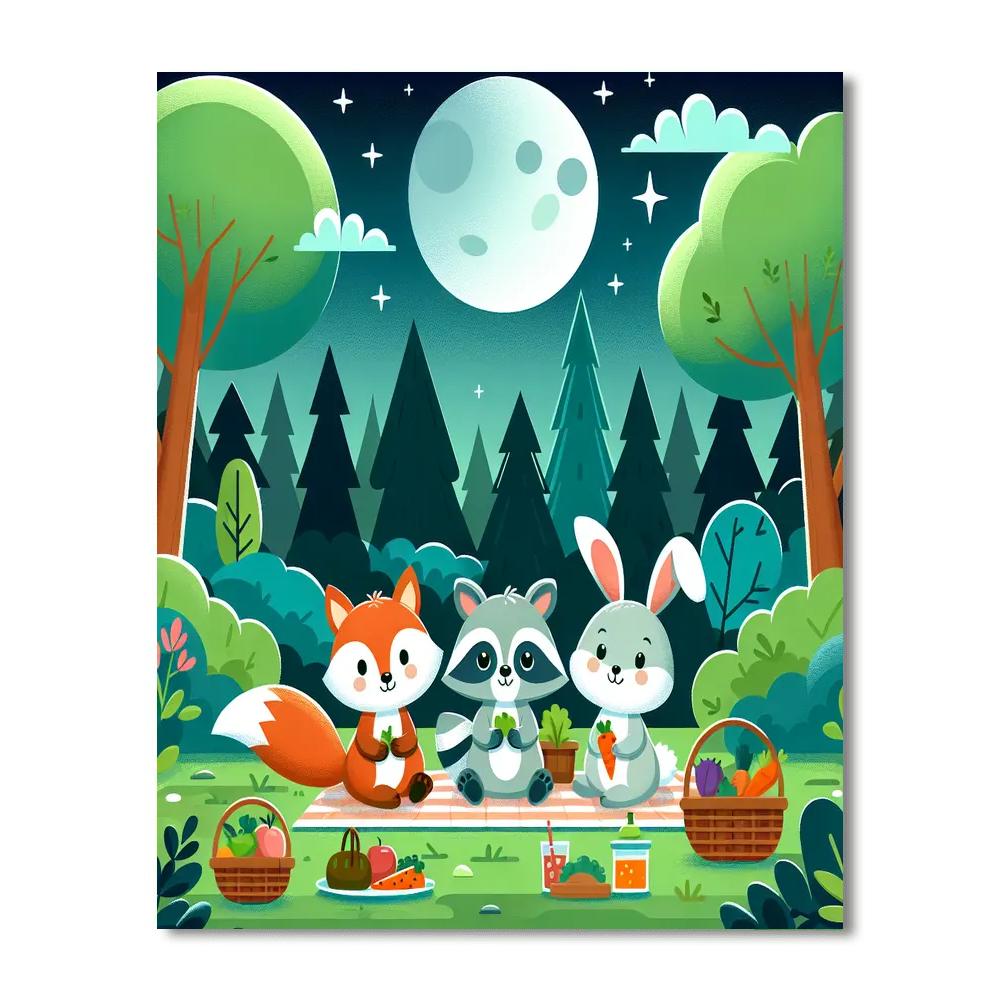 Moonlit Woodland Picnic Numbered Painting Kits