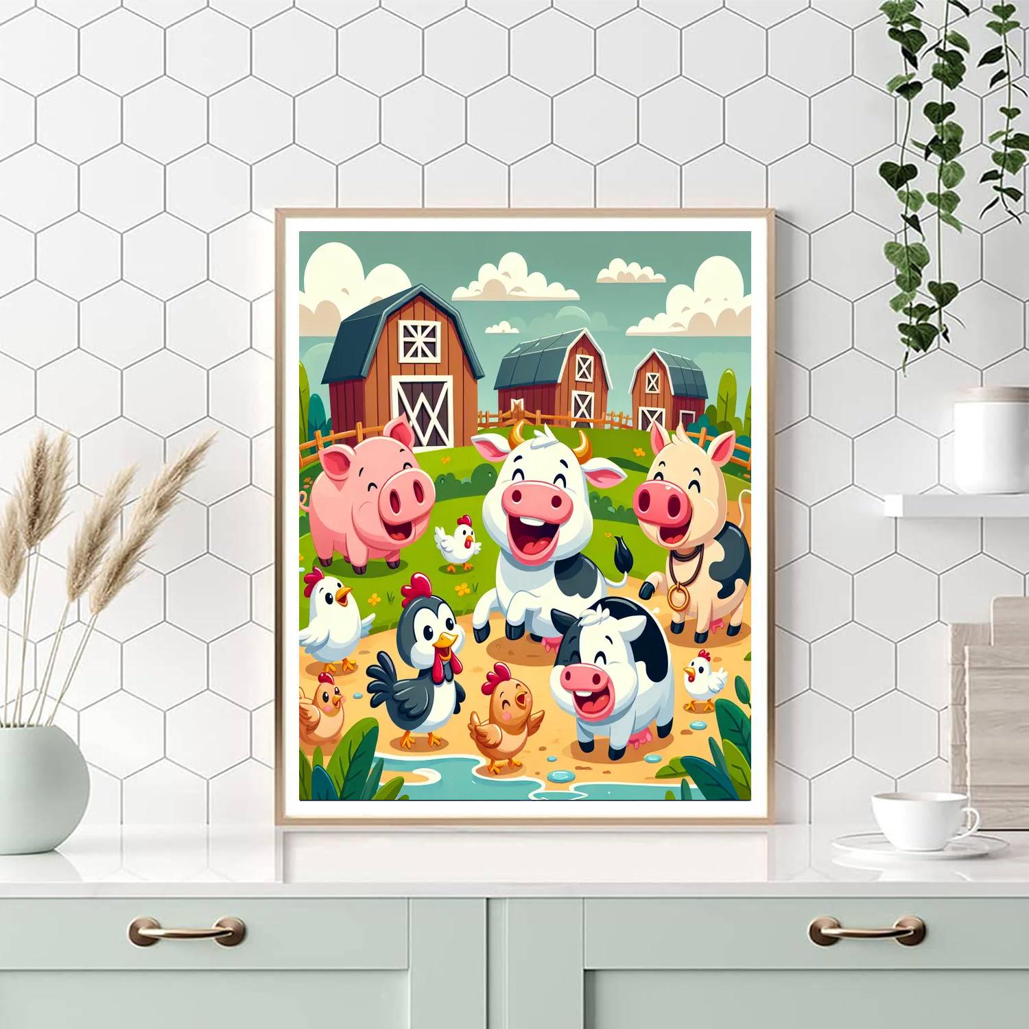 Funny Farmyard Frolic Painting By Numbers Kit