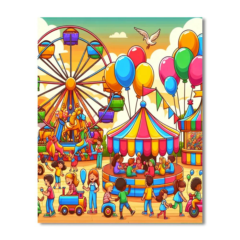 Cheerful Carnival Scene Numbered Painting Kits
