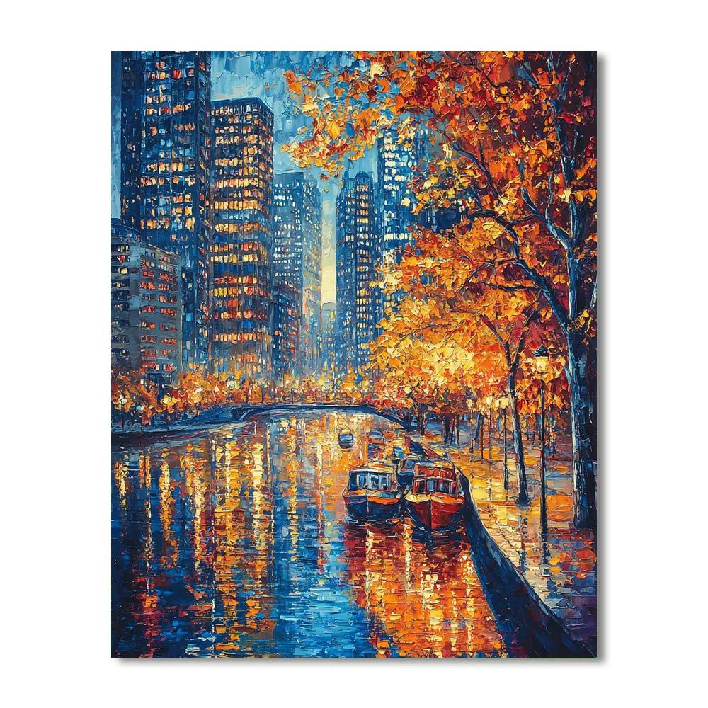 Leonid Afremov Inspired Glimmering Cityscapes  Number Painting