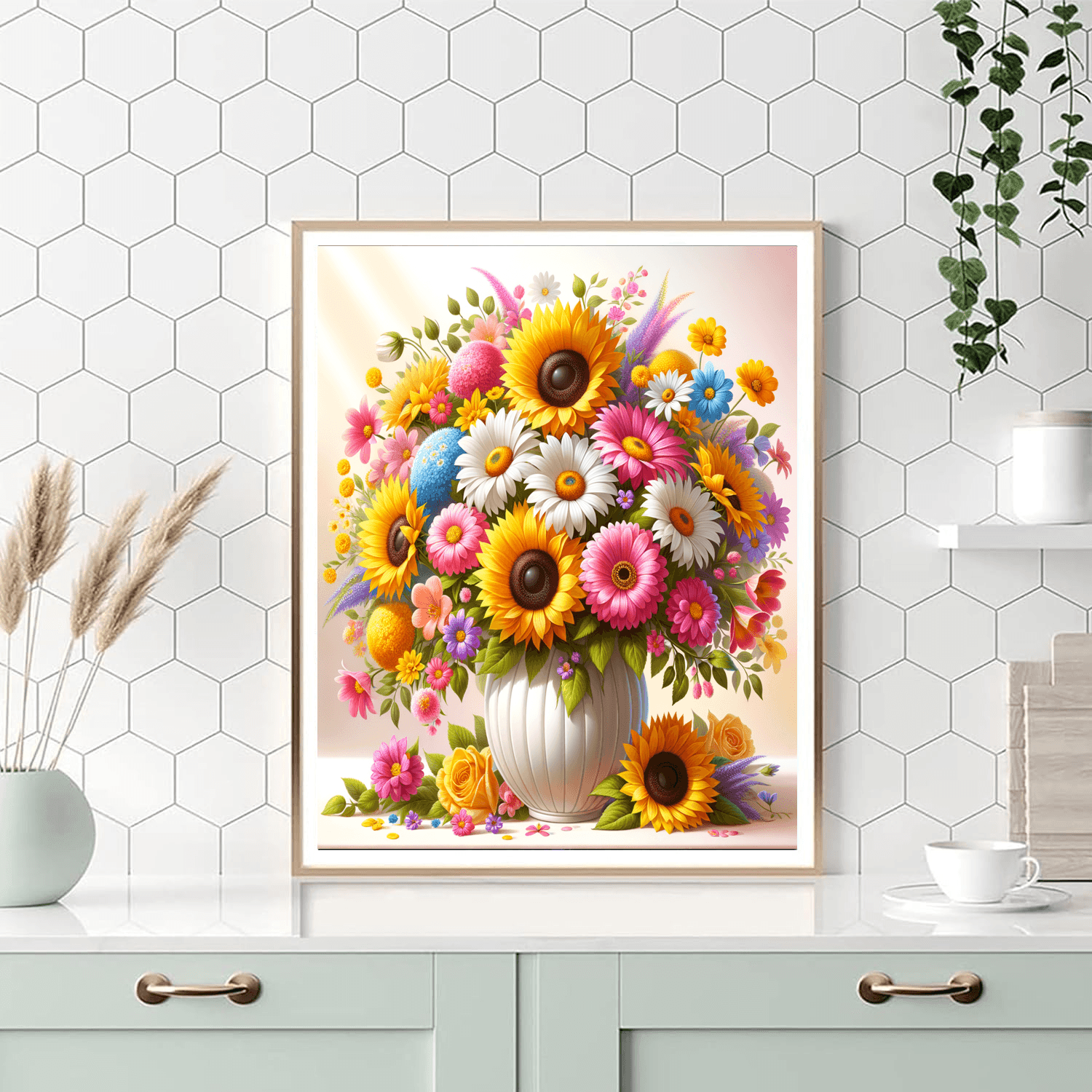 Blooming Flower Vase DIY Paint By Numbers