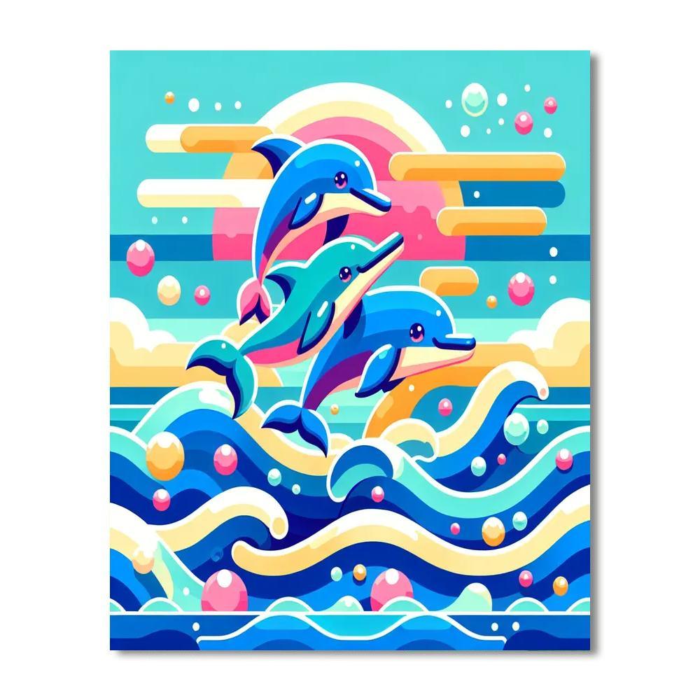 Dancing Dolphin Dive Paint By Numbers Art