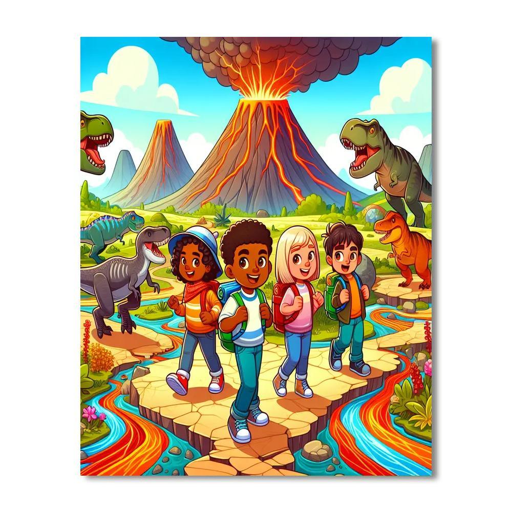 Dino Land Adventure Paint By Numbers