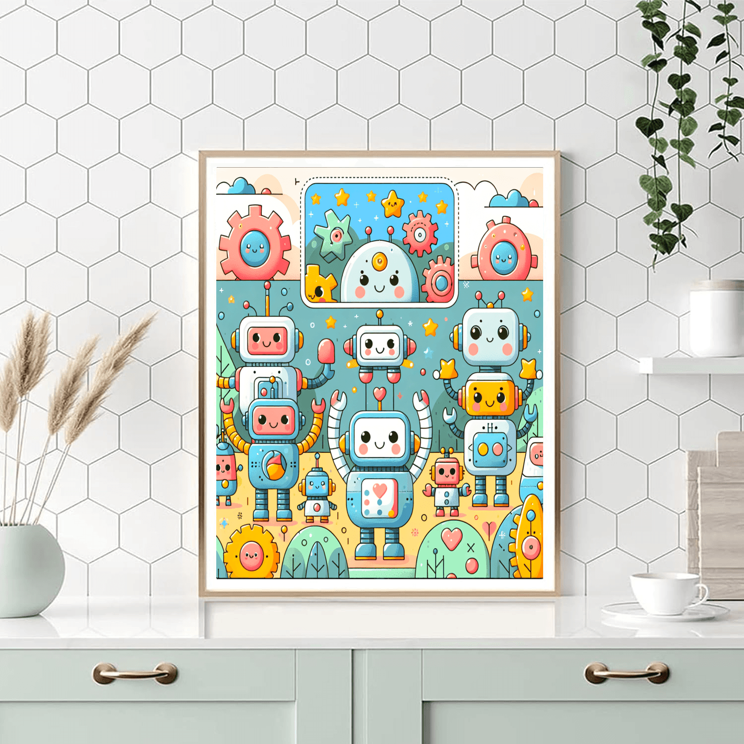 Cute Little Robots Paint By Number