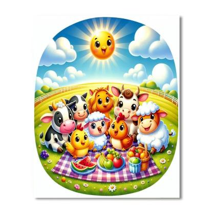 Merry Farmyard Picnic DIY Paint By Numbers