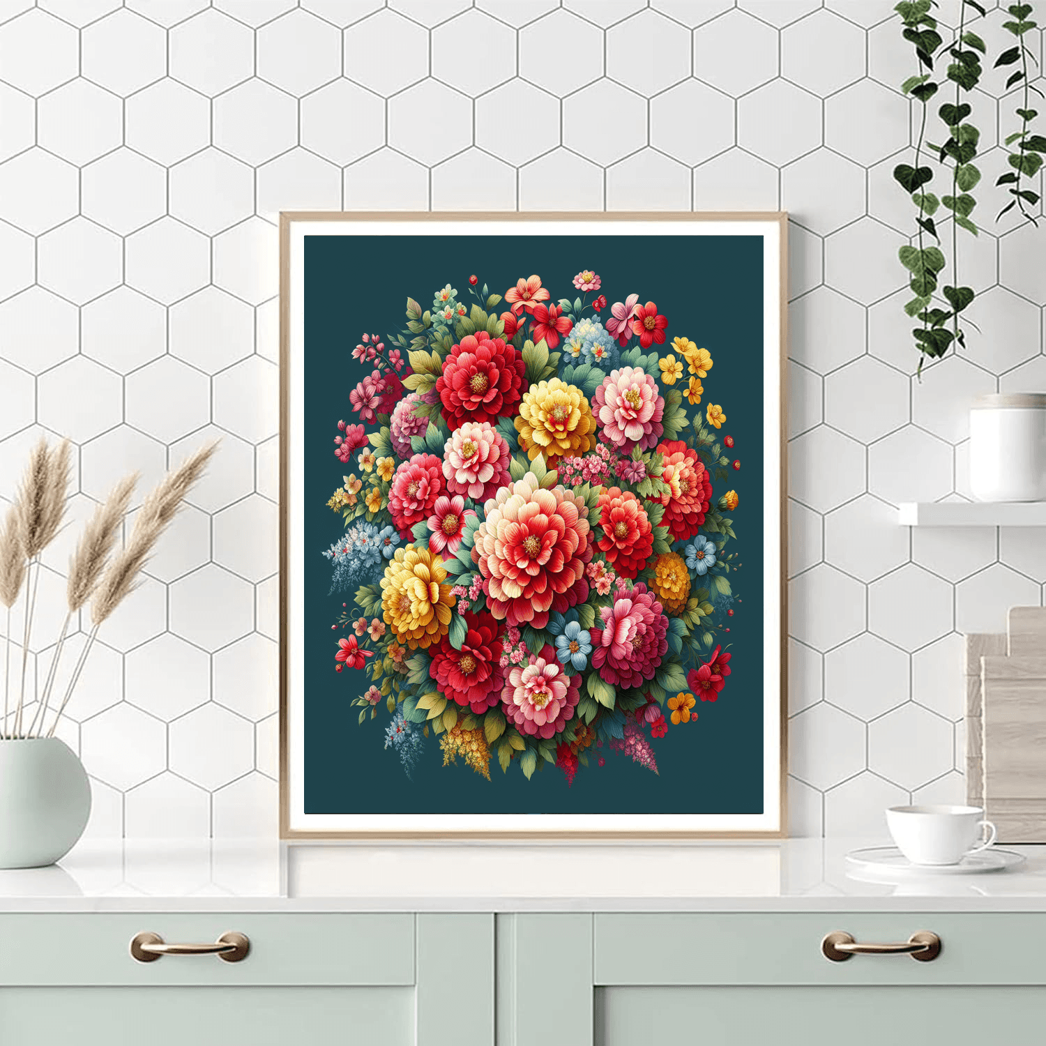 Vivid Floral Burst Number Painting
