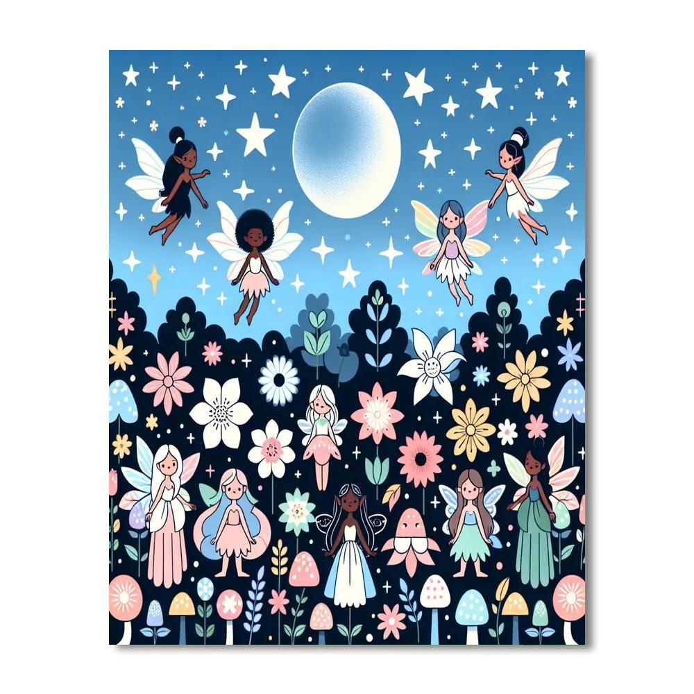 Moonlit Fairy Garden Painting Number Kit