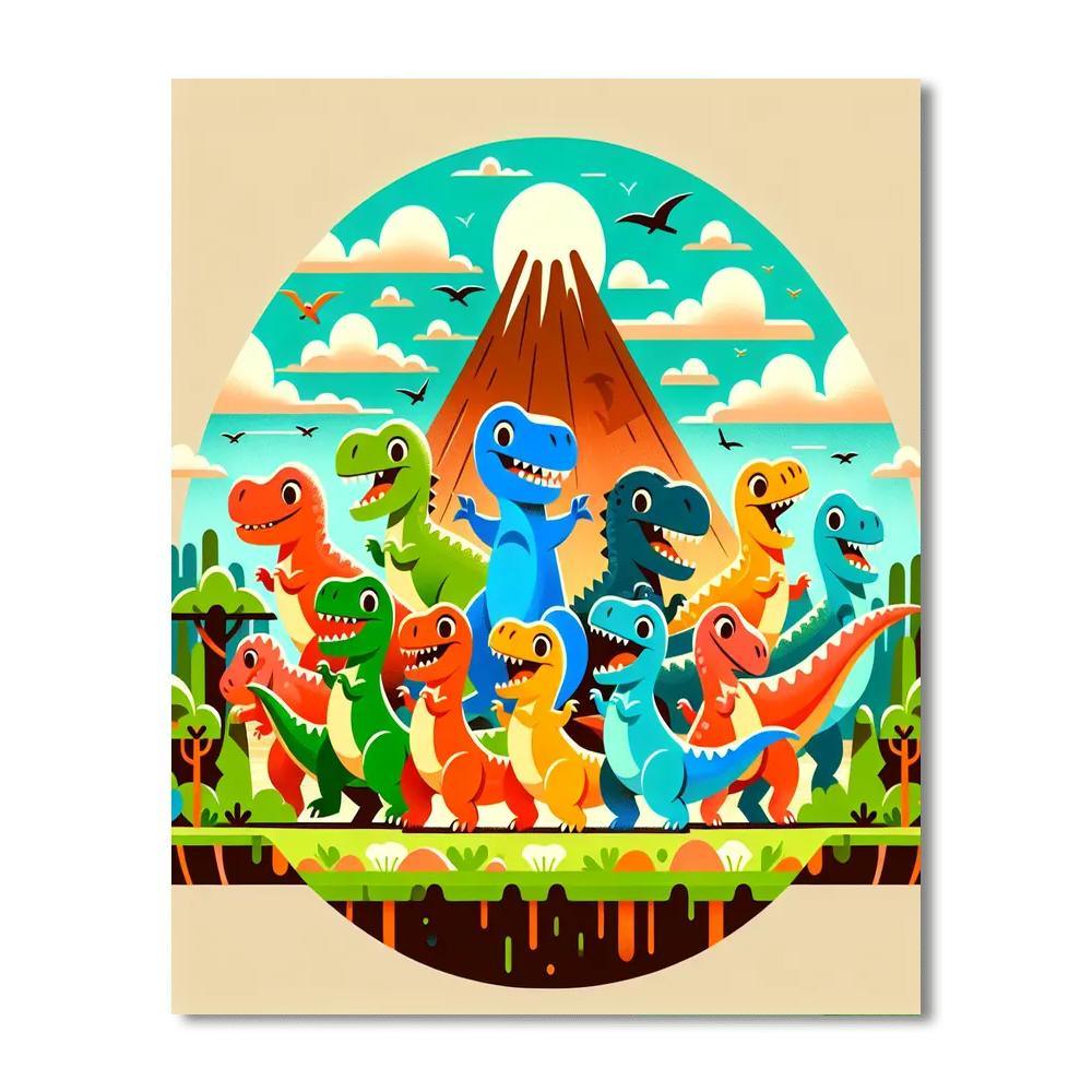 Dancing Dinosaurs Delight Painting Number Kit