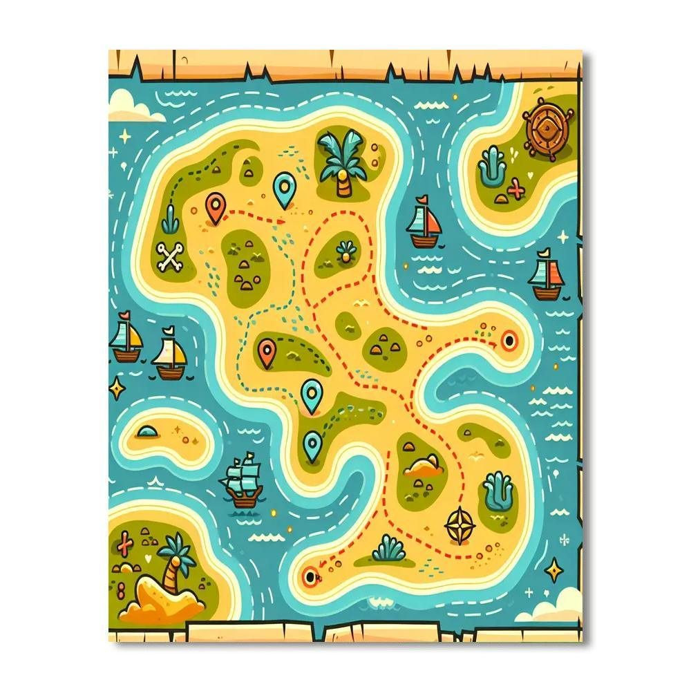 Exciting Pirate Treasure Map Paint By Number