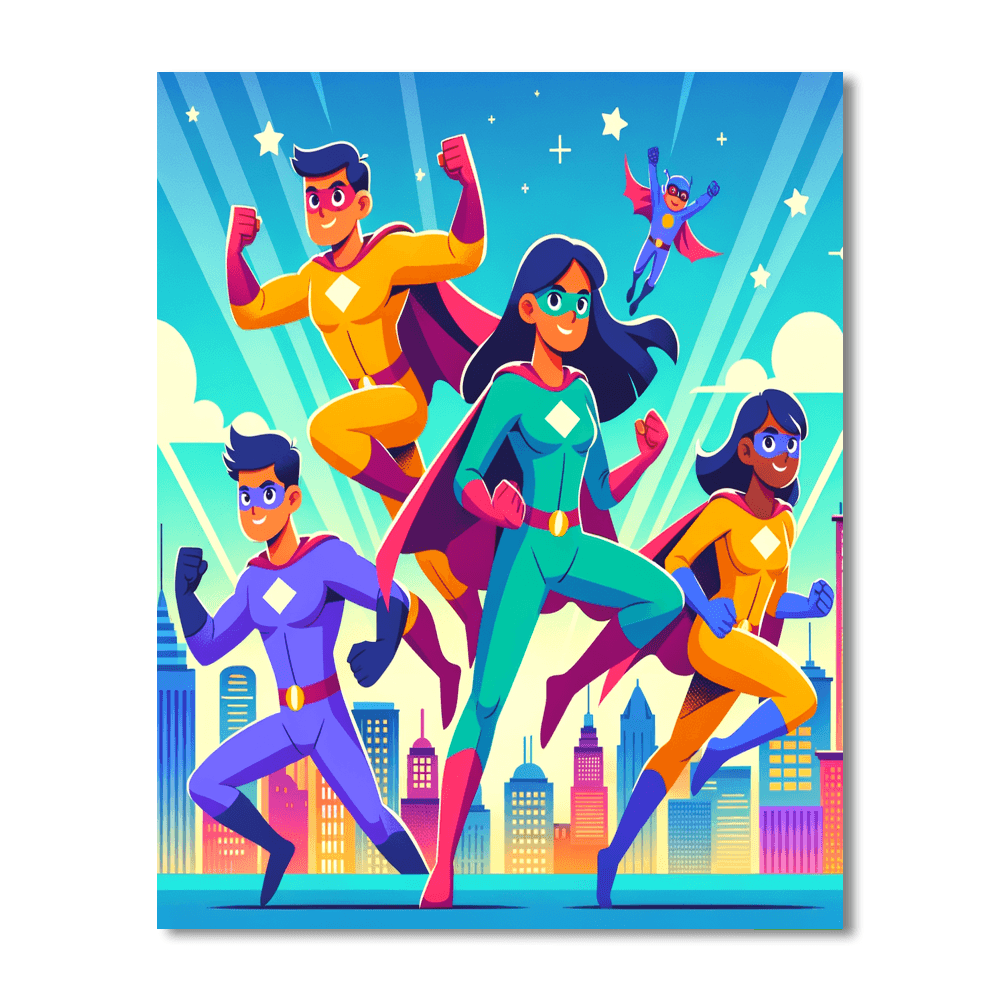 Dynamic Superhero Adventures Painting By Numbers Kit