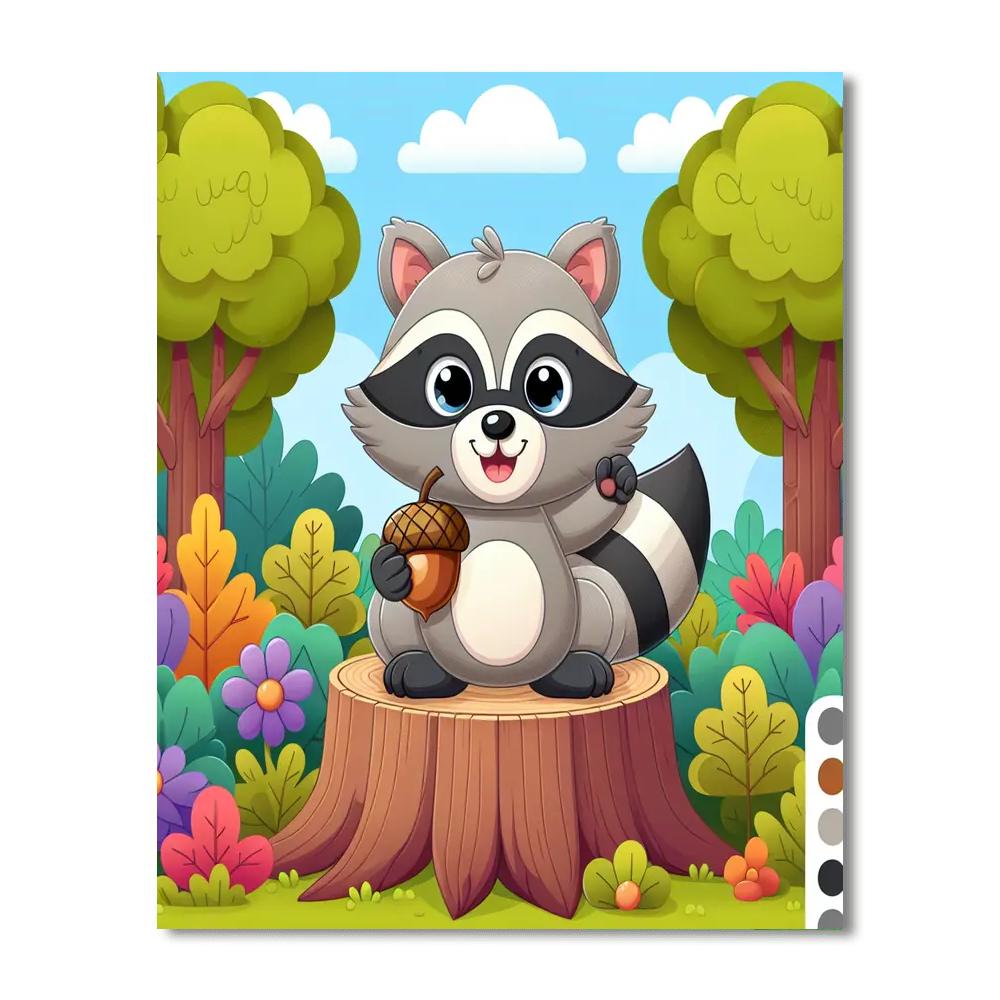 Silly Raccoon Adventure Numbered Painting Kits