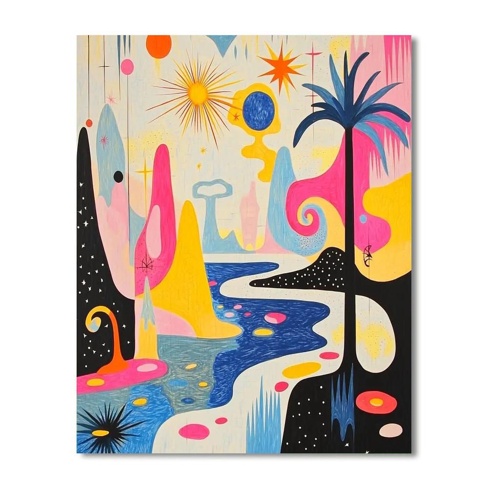 Joan Miró Inspired Surreal Landscapes  Number Painting