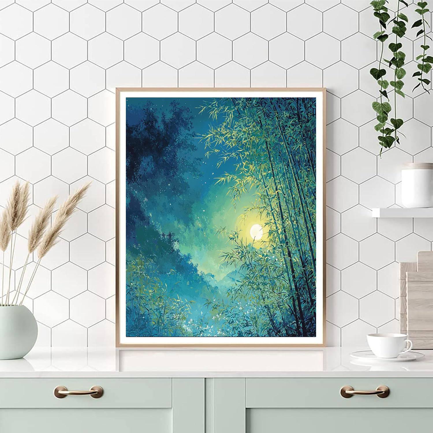 Hiroshige Inspired Moonlit Bamboo Grove  Painting Number Kit