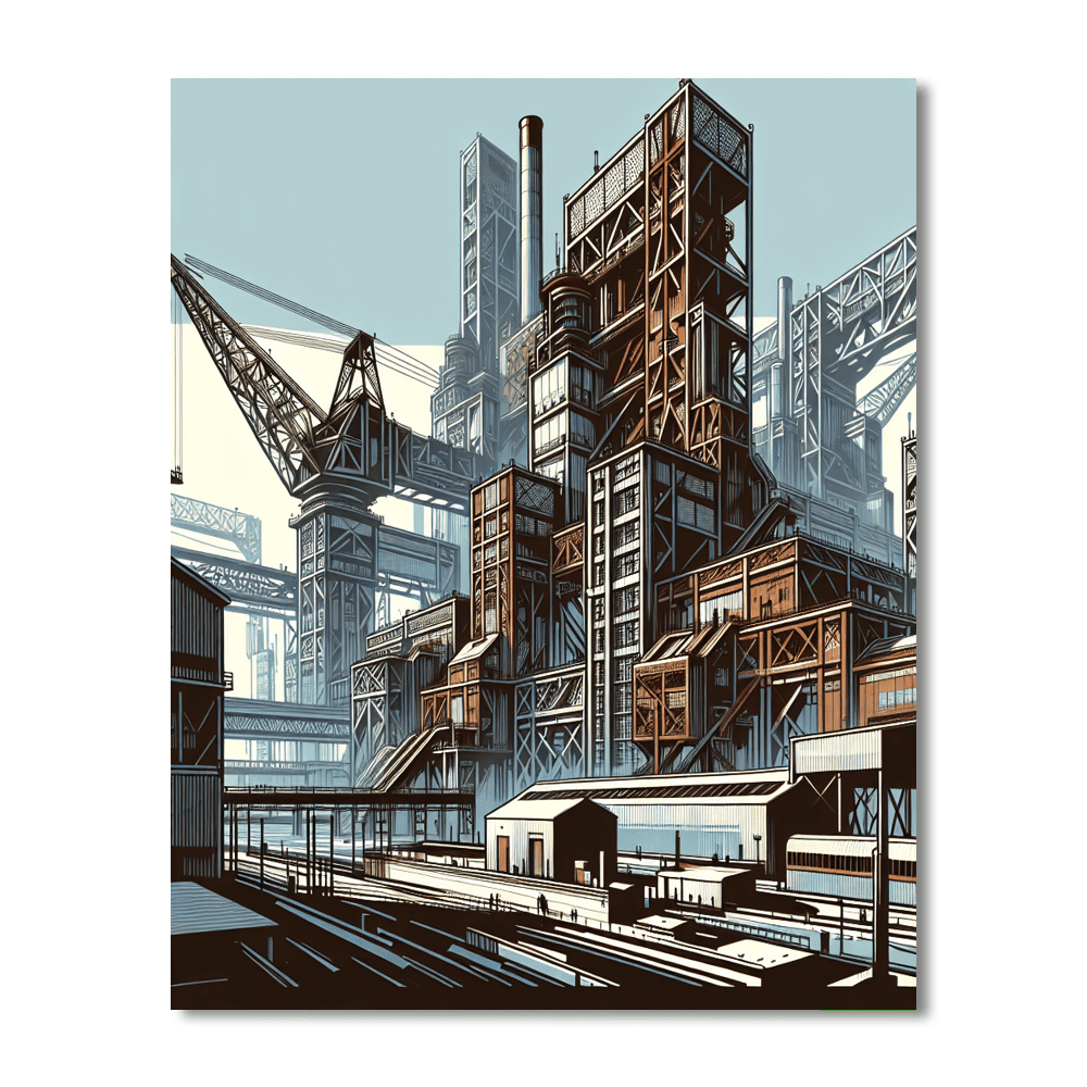 Chic Industrial Urban Scene Painting Number Kit