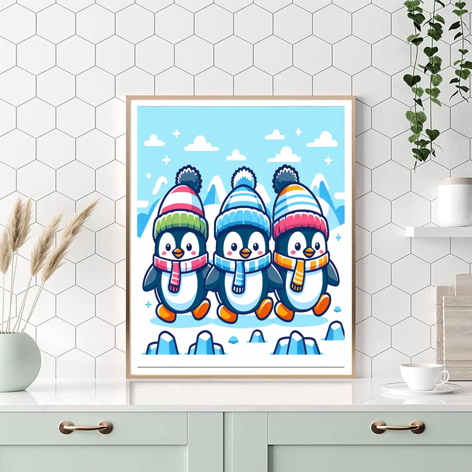 Lively Penguin Parade Numbered Painting Kits
