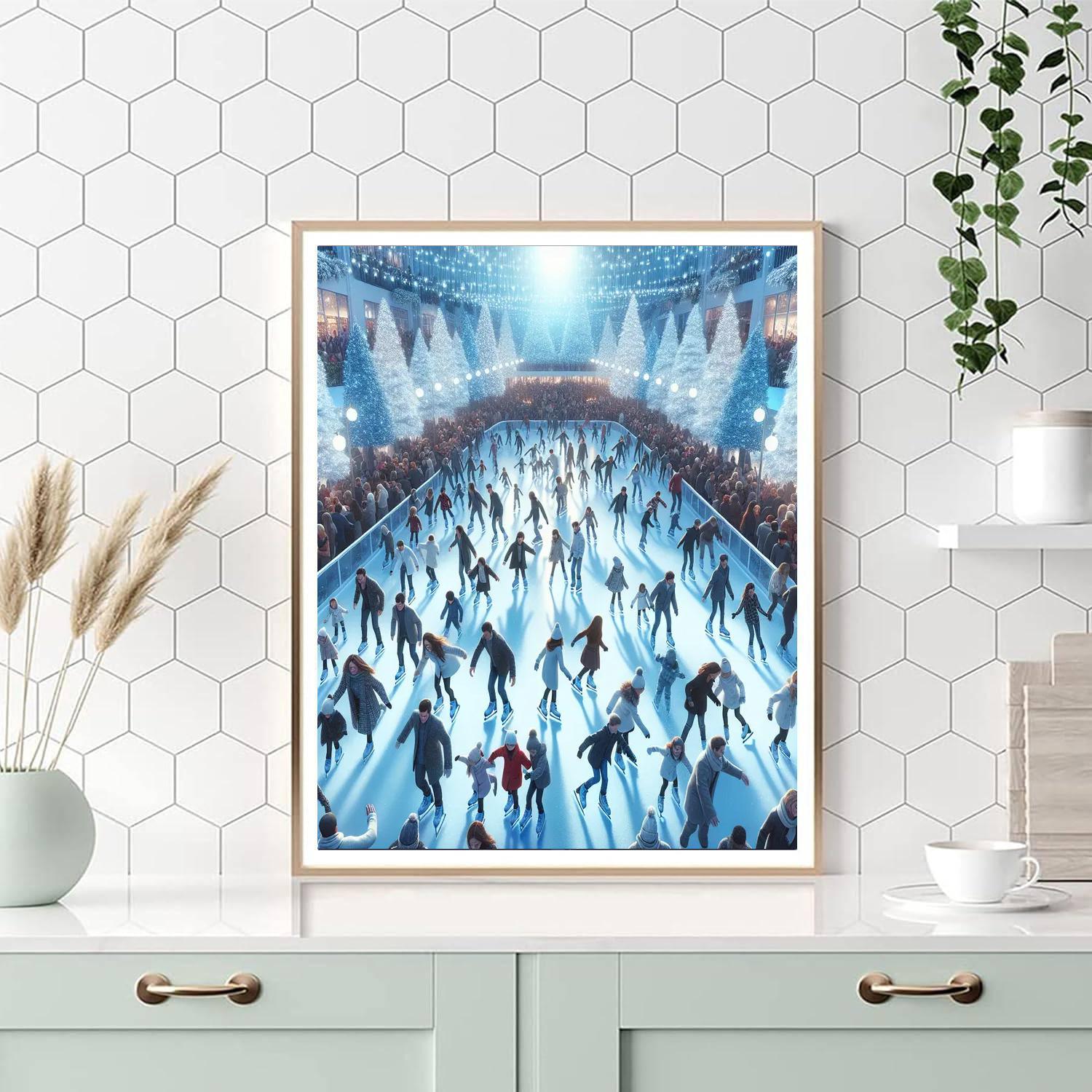 Glistening Ice Skating Rink Numbered Painting Kits