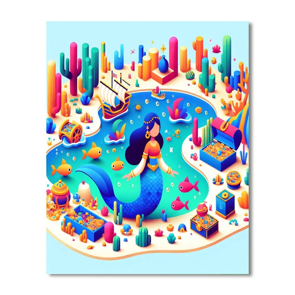 Treasure Of The Mermaid Lagoon Painting By Numbers Kit