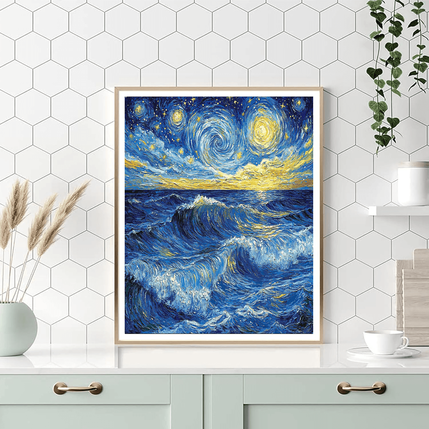 Vincent Van Gogh Inspired Starry Ocean Waves  Paint By Numbers Art