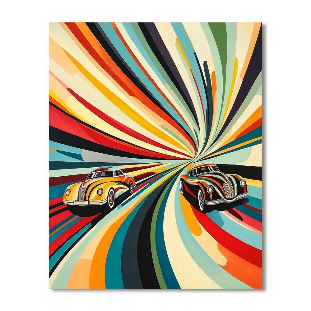 Wassily Kandinsky Inspired Automobile Dreamscape  Painting By Numbers Kit