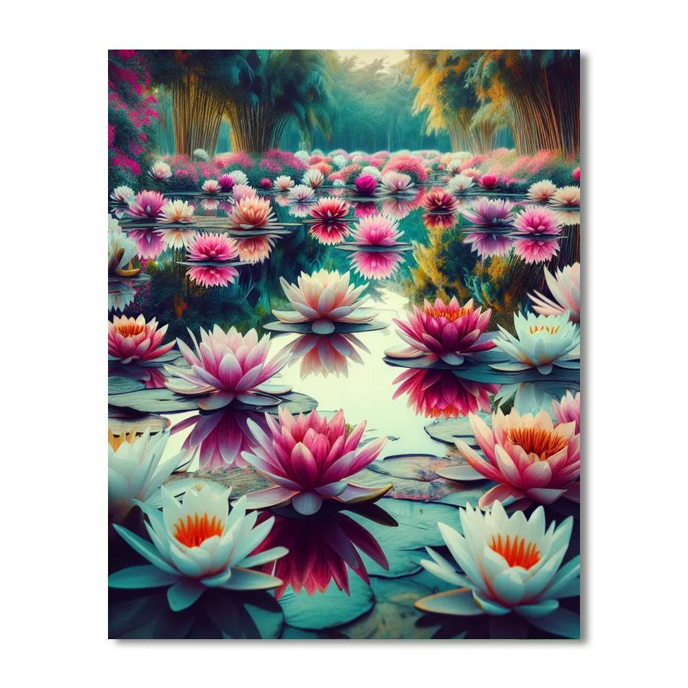 Lush Water Lilies Reflection Paint By Numbers Art