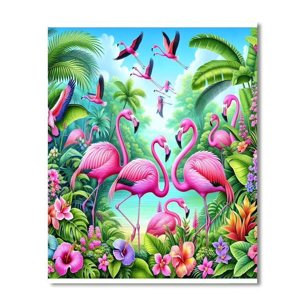 Dancing Flamingos In Paradise Paint By Numbers