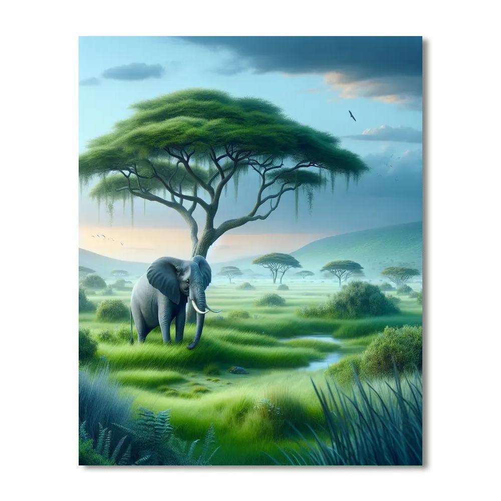 Elephant's Tranquil Walk Paint By Numbers