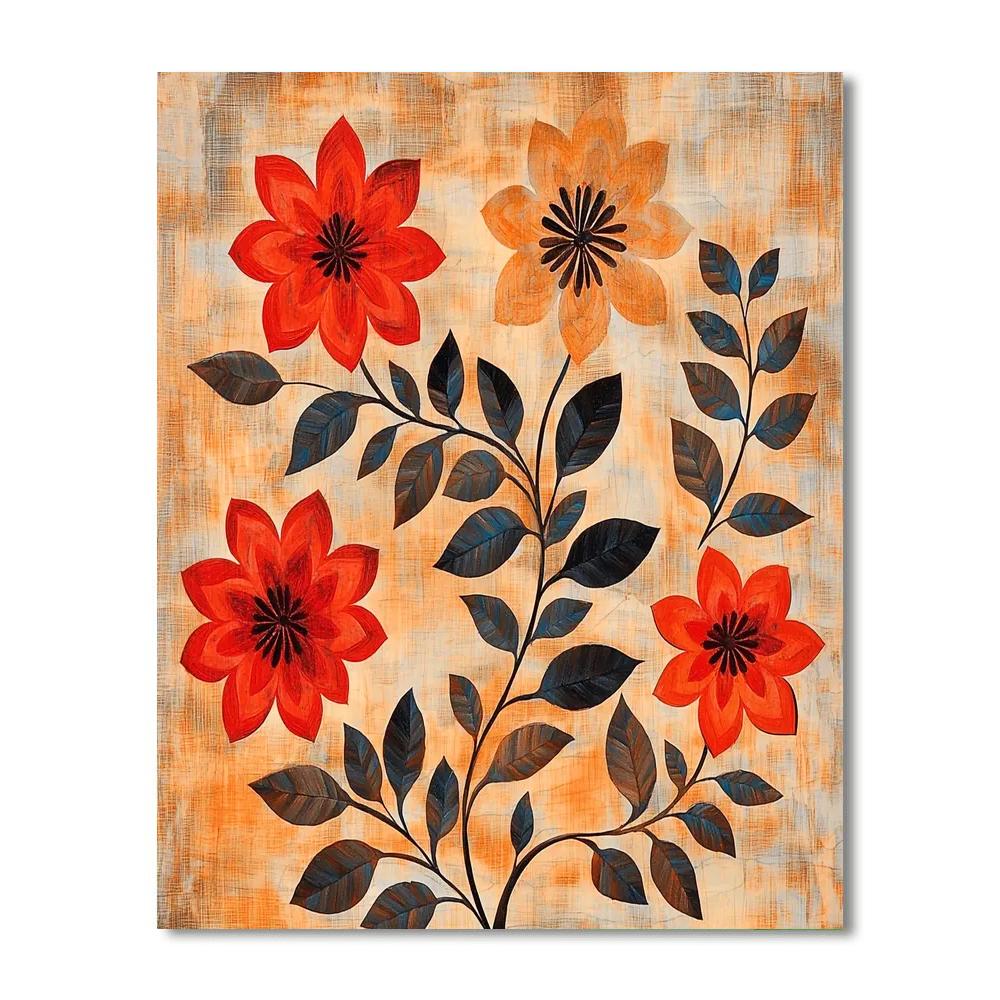 Nandalal Bose Inspired Symbolic Flora  Painting Number Kit