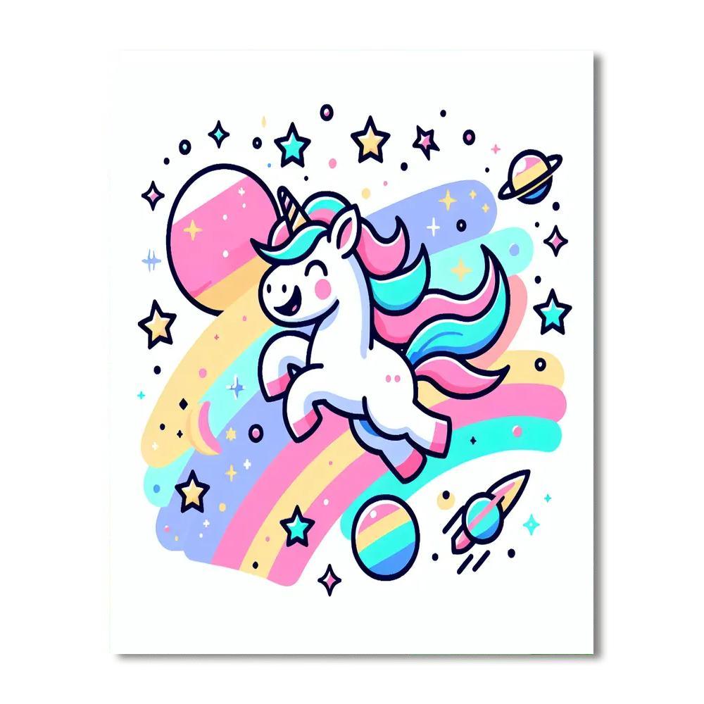 Happy Space Unicorn Number Painting