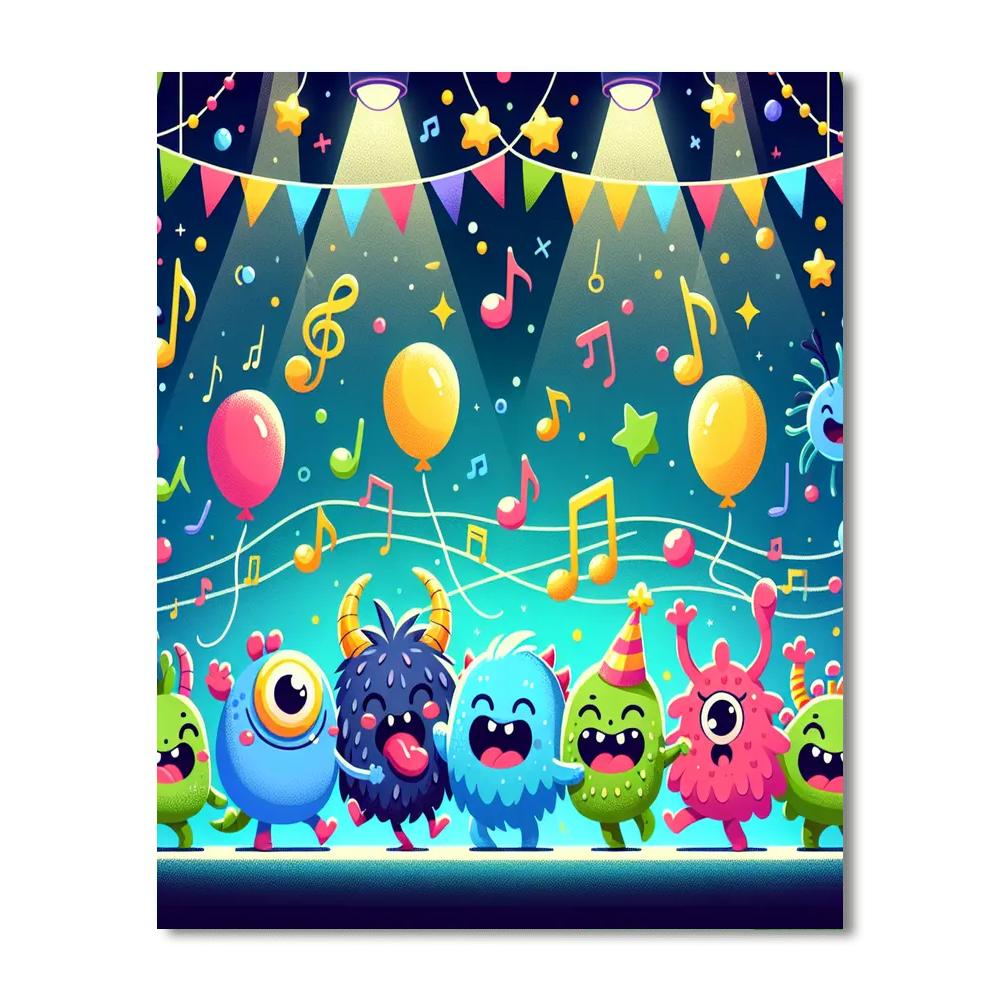 Cheerful Monster Dance Party Numbered Painting Kits