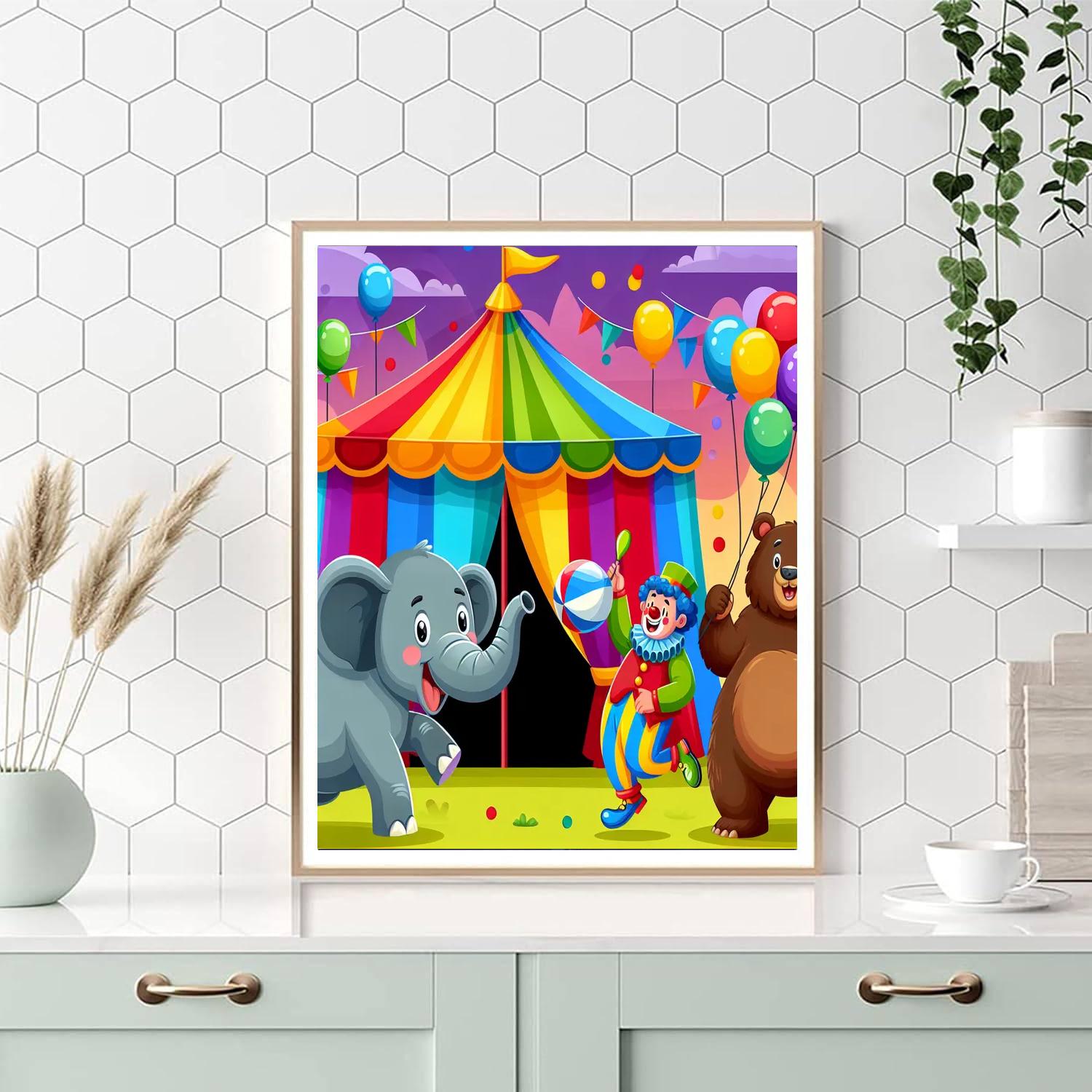 Delightful Circus Animals DIY Paint By Numbers