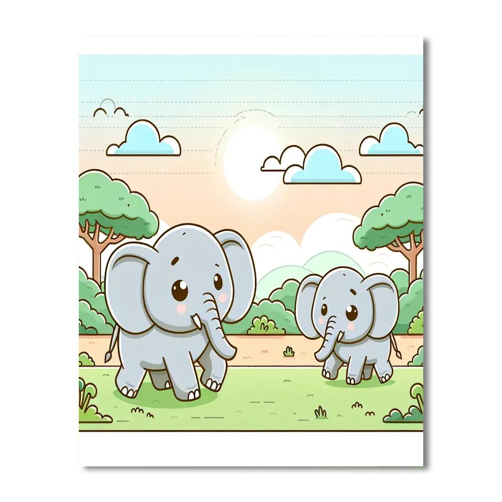 Gentle Giant Elephants Painting By Numbers Kit
