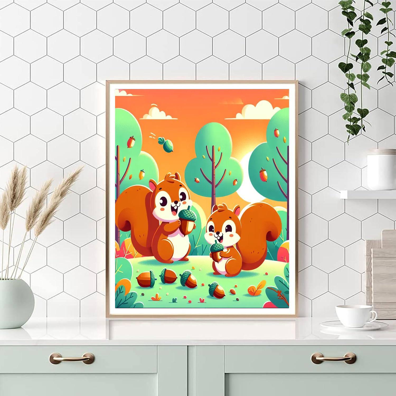 Adventure With Squirrels Painting Number Kit