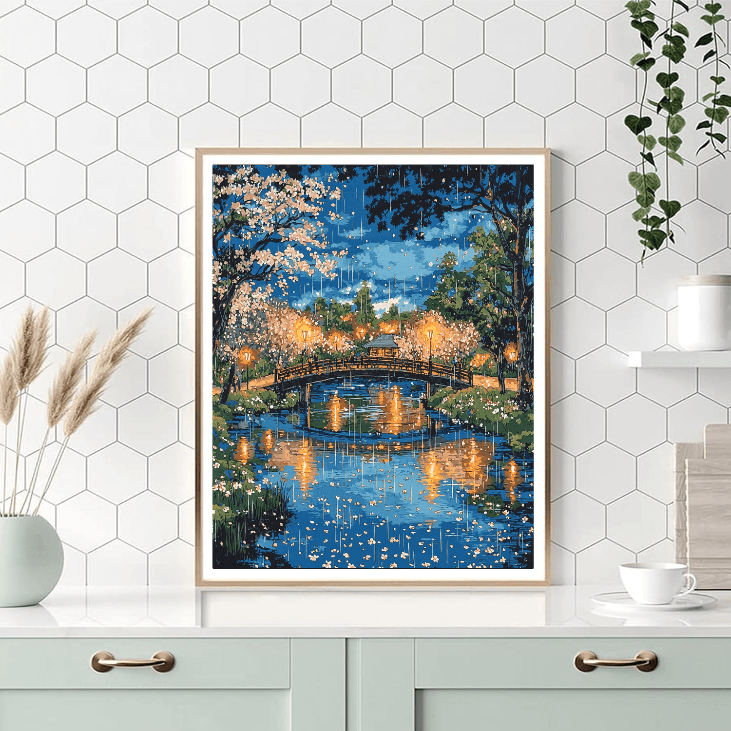 Utagawa Hiroshige Inspired Japanese Night Garden  Painting By Numbers Kit