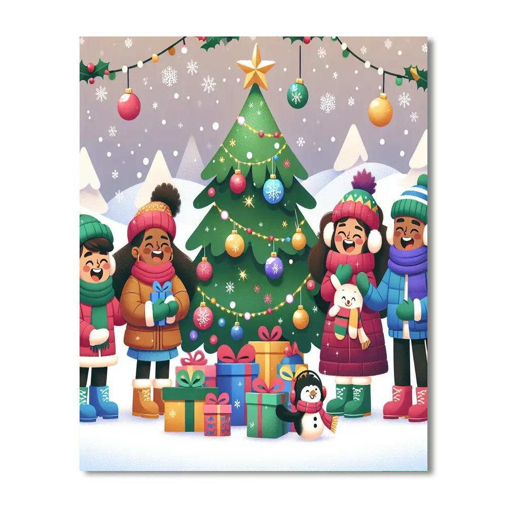 Merry Christmas Scene Number Painting