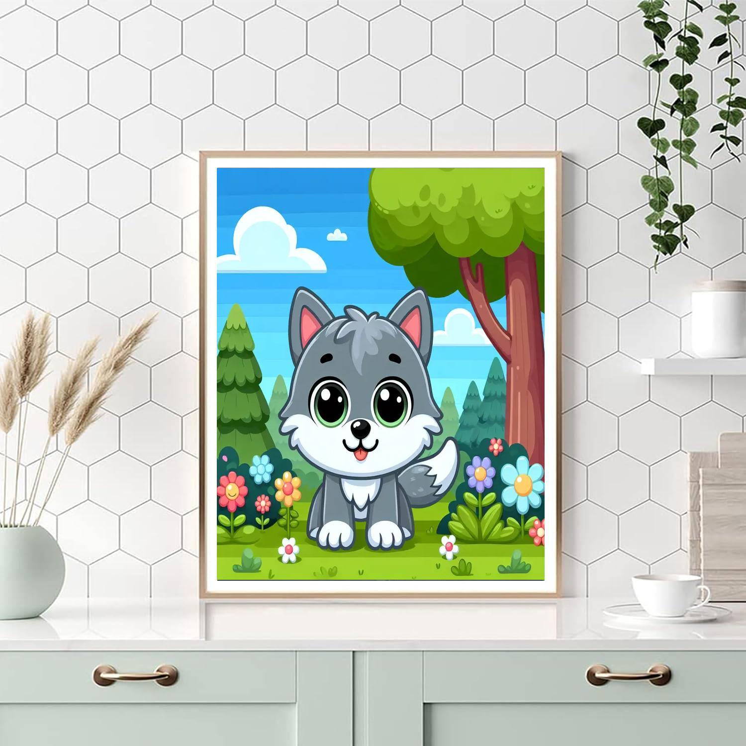 Whimsical Wolf Pup Paint By Numbers