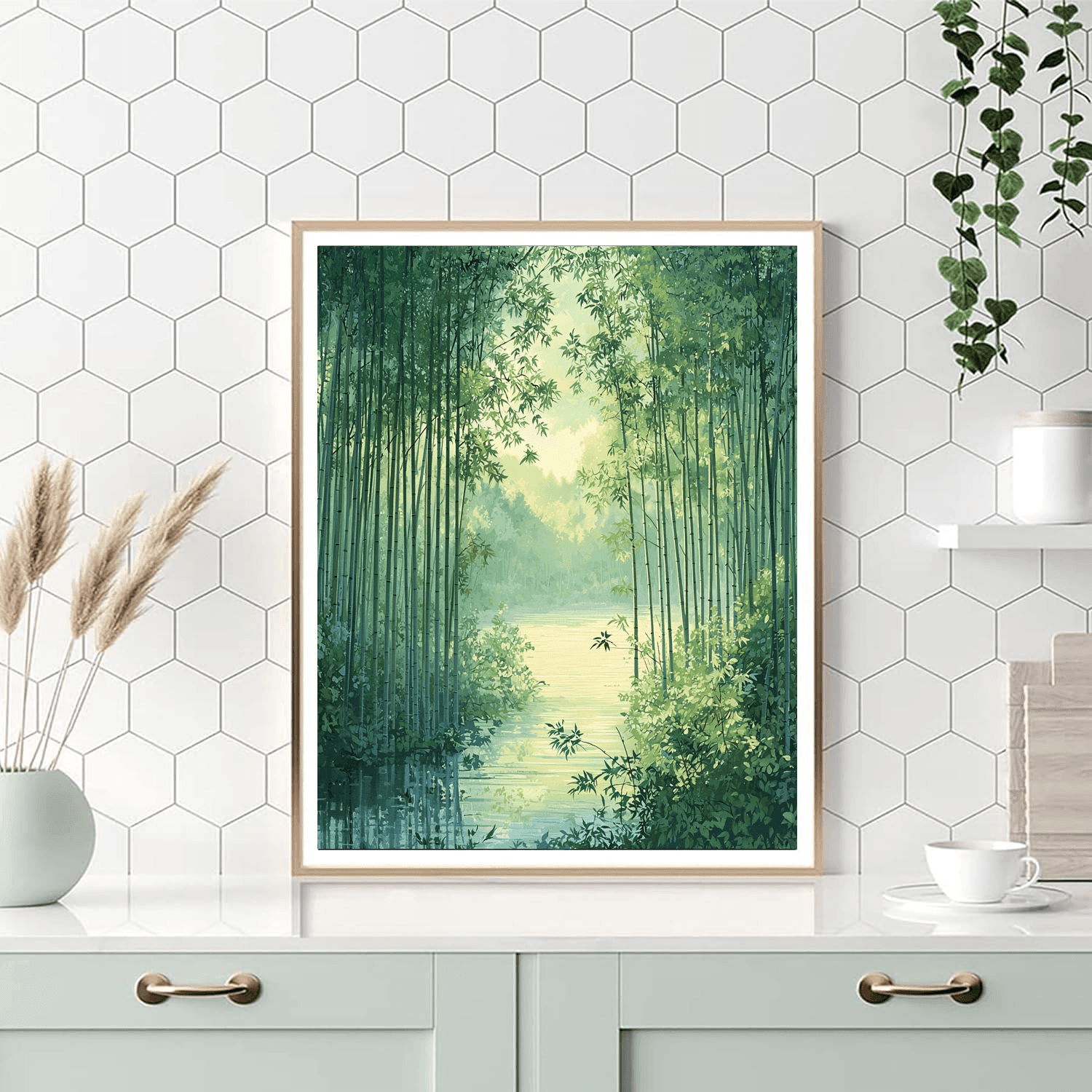 Sesshū Tōyō Inspired Zen Bamboo Grove  Paint By Color