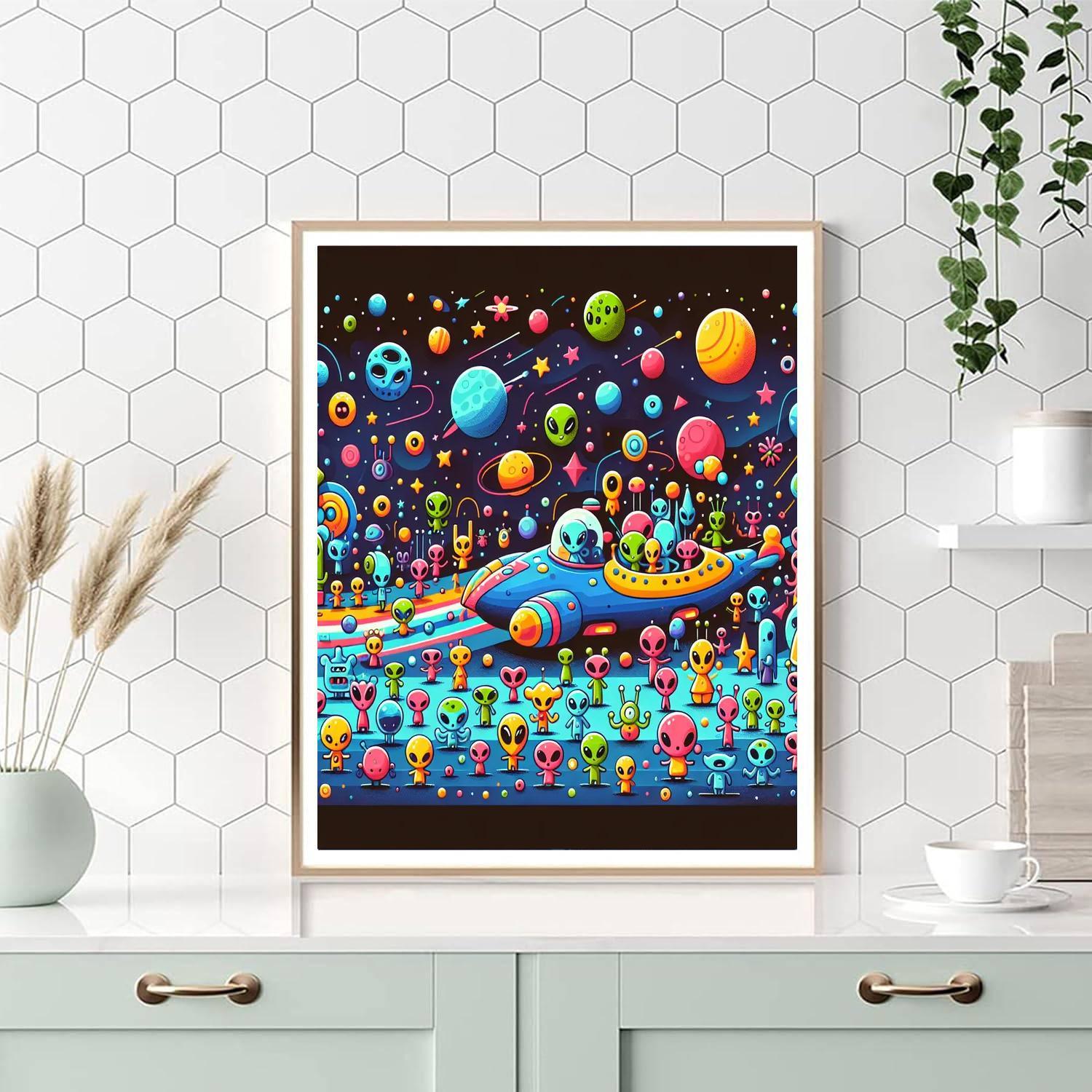 Space Adventure With Aliens Painting By Numbers Kit