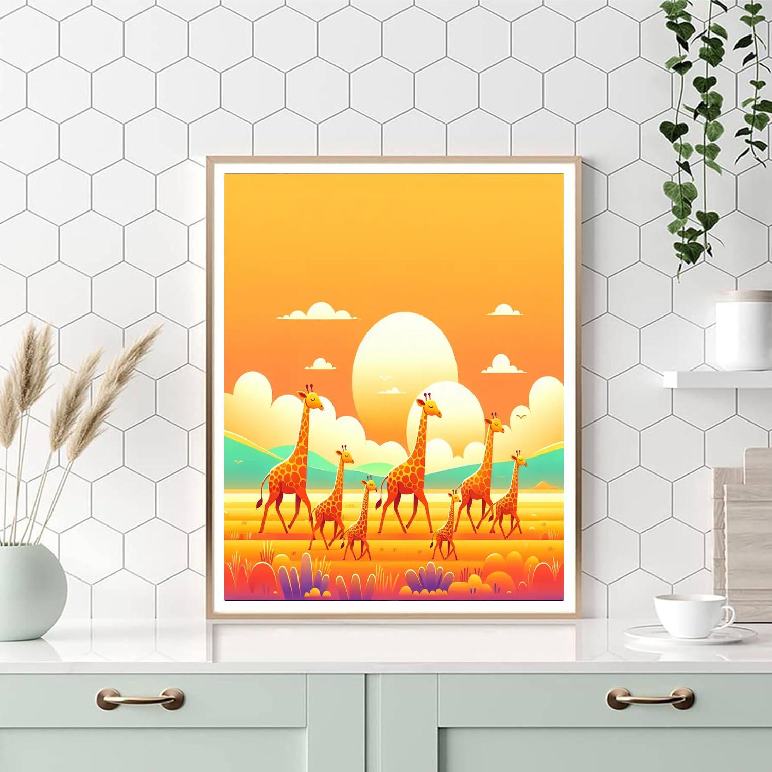 Giraffe’s Graceful Glide Paint By Numbers