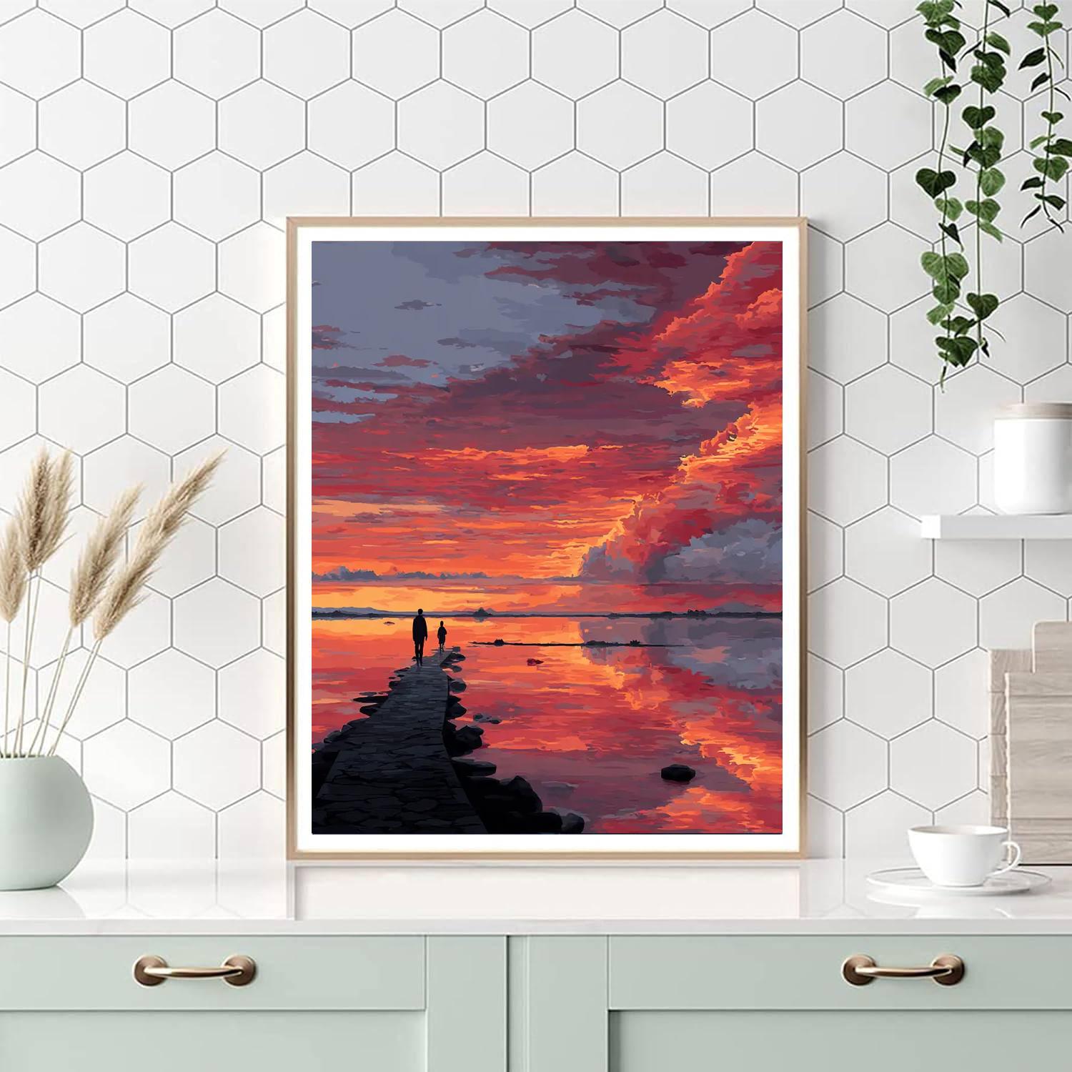 Crimson Evening Walk Numbered Painting Kits