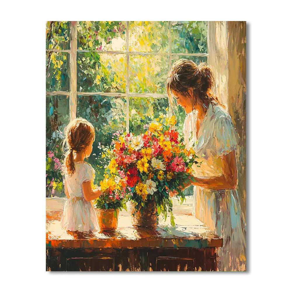Mothers And Flowers Number Painting