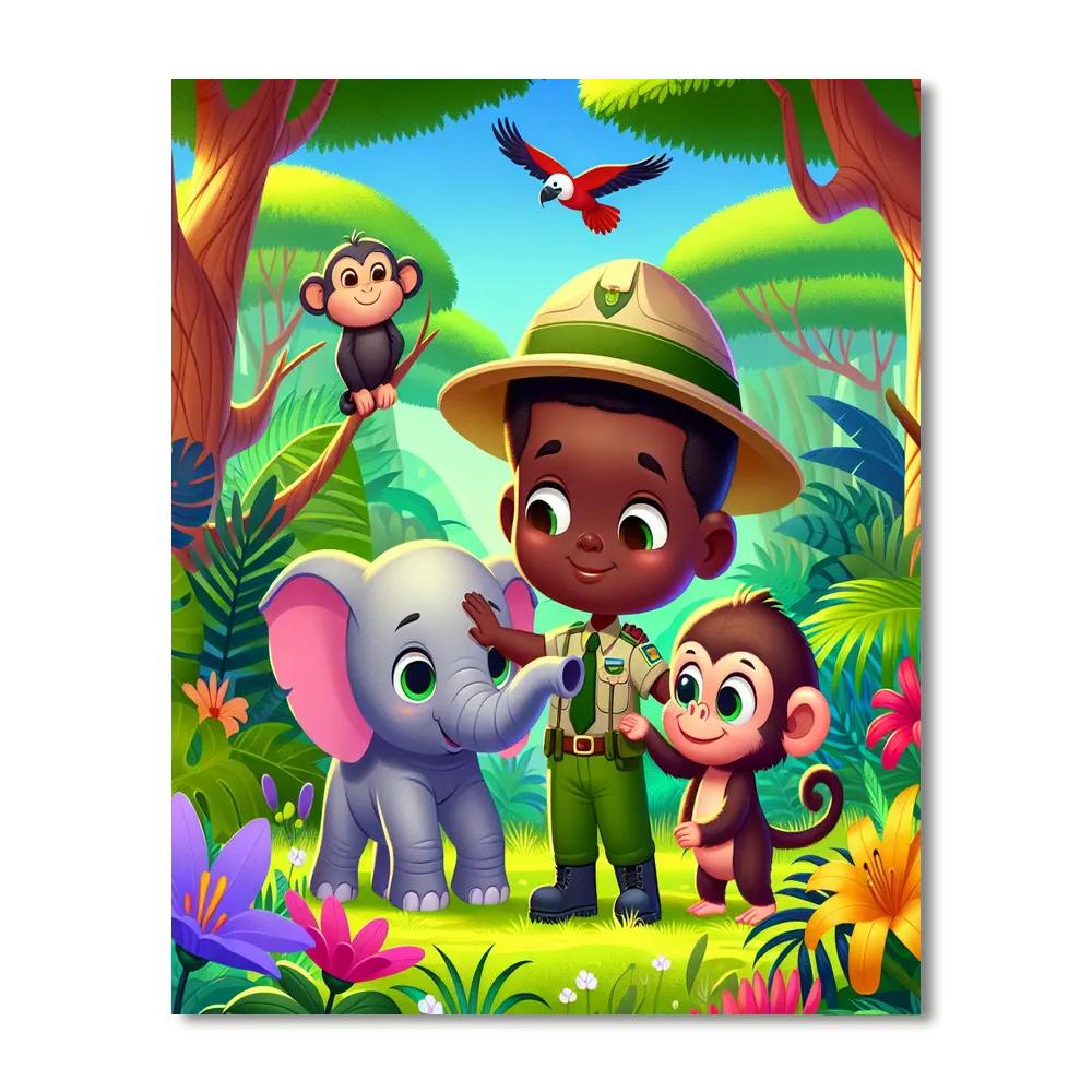 Jungle Animal Rescue Painting Number Kit