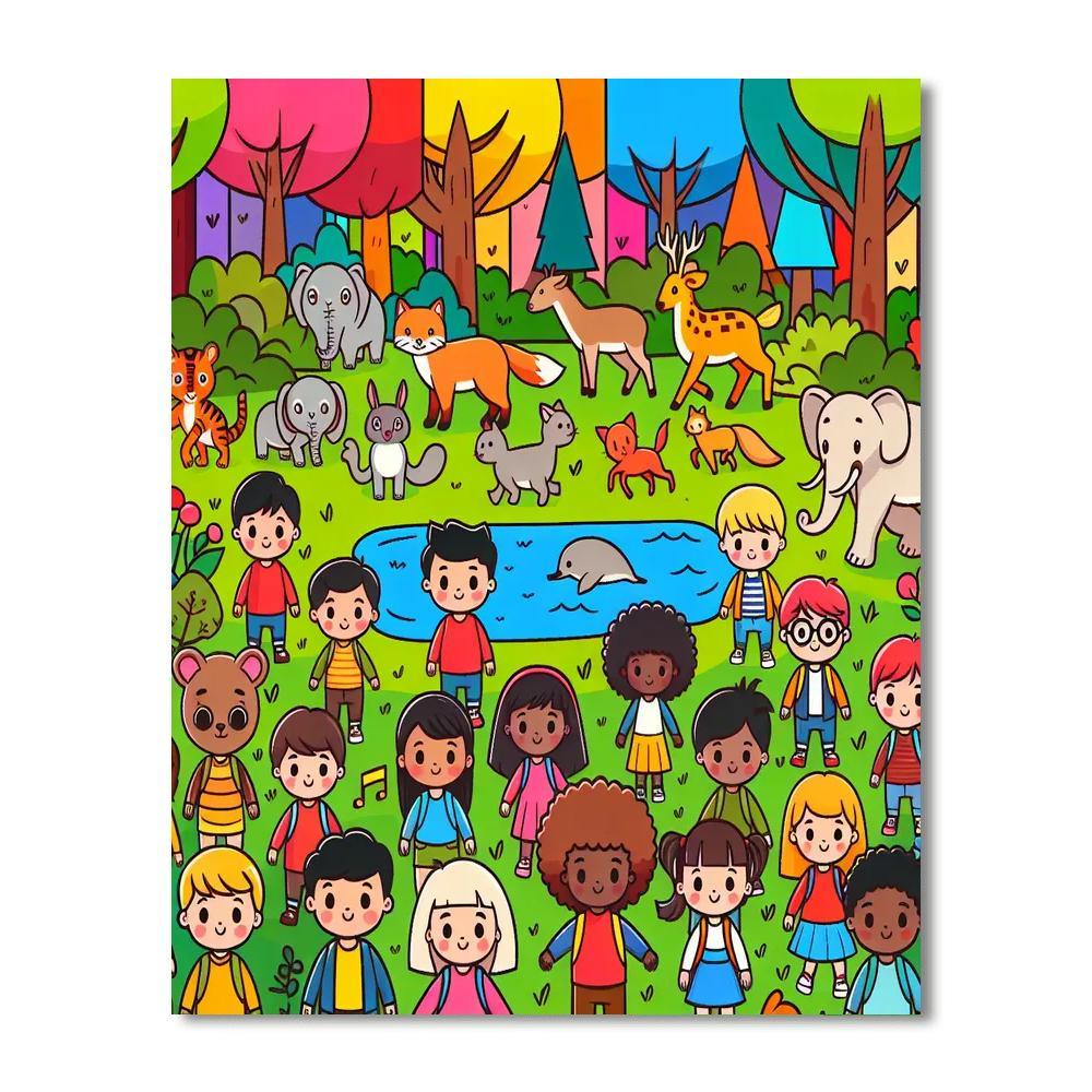 Forest Adventure With Friends Paint By Color