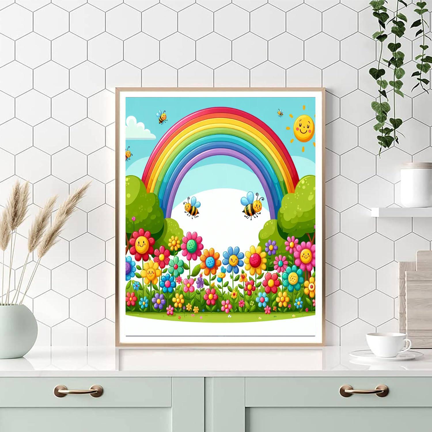 Cheerful Rainbow Garden Paint By Numbers Art
