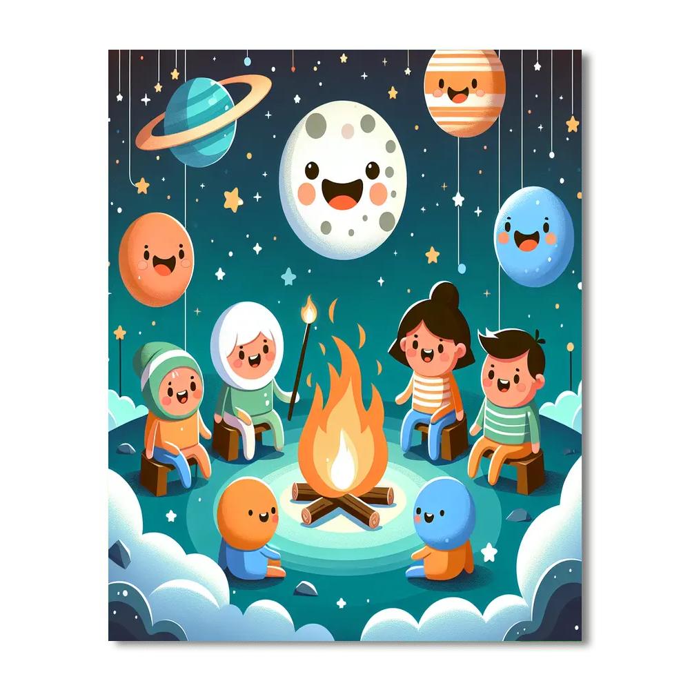 Cosmic Campfire Adventure Paint By Numbers Art