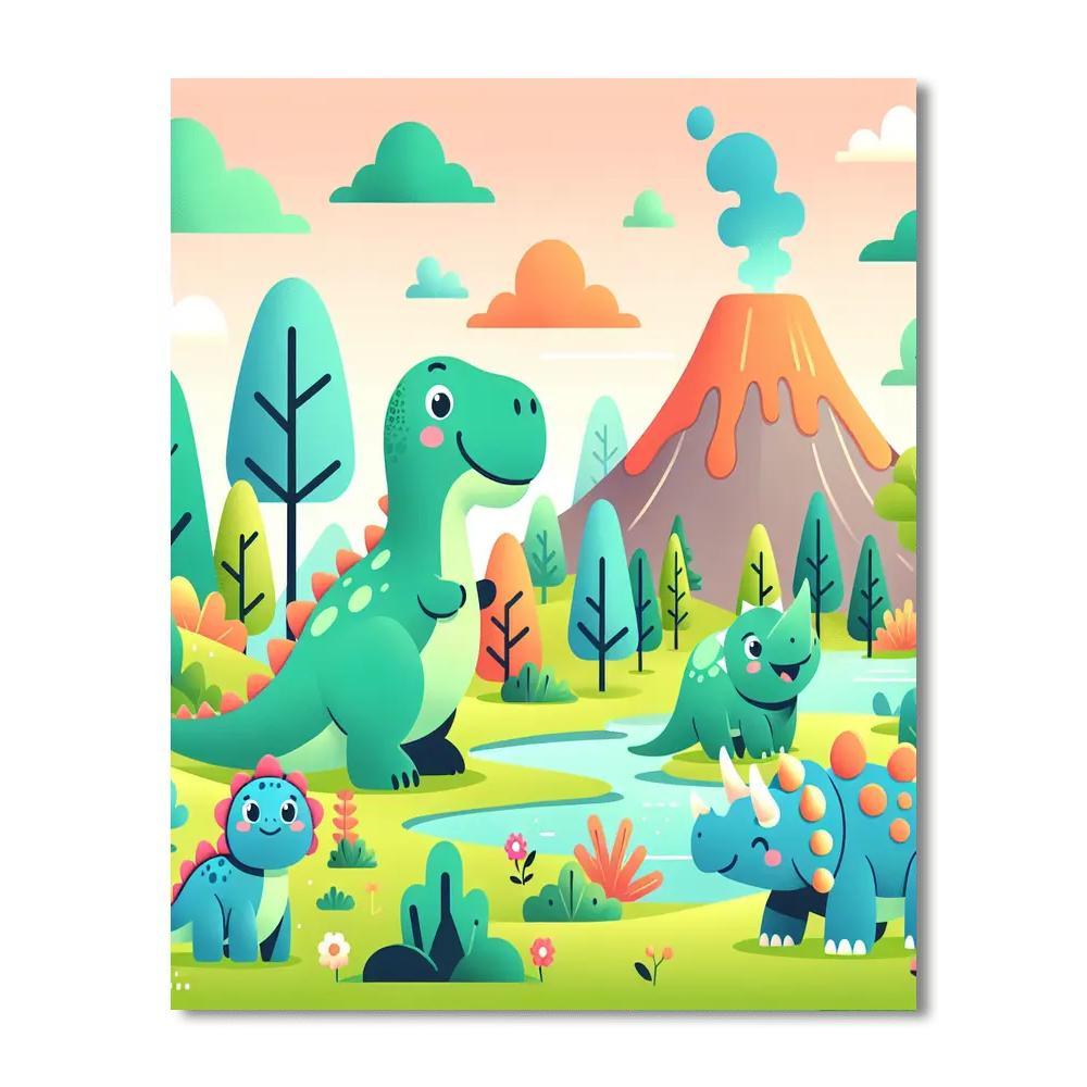 Adventure In Dino World Painting By Numbers Kit